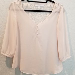 LC Lauren Conrad Sheer and Lace Blouse
